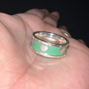 925 Enamel Heart Wide Love Band ring